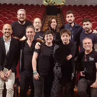 David Pellicer Serra junto al equipo técnico de la Cadena SER y Juan Carlos Ortega - realizando en directo el programa de las noches de Ortega - todo por delante